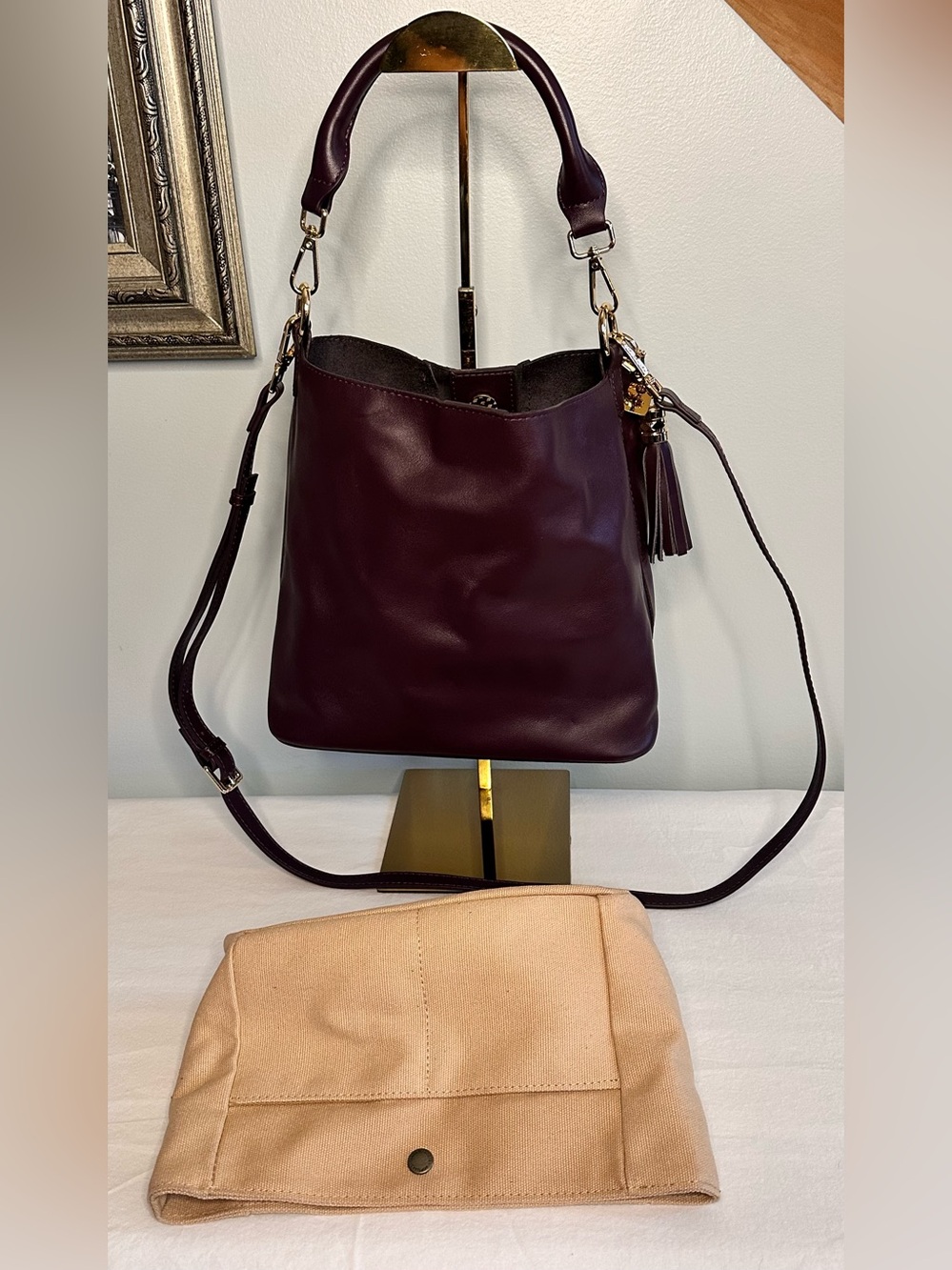 POMPOM LONDON Lambeth Shoulder Hobo Bag in Plum NWOT - Picture 2 of 14